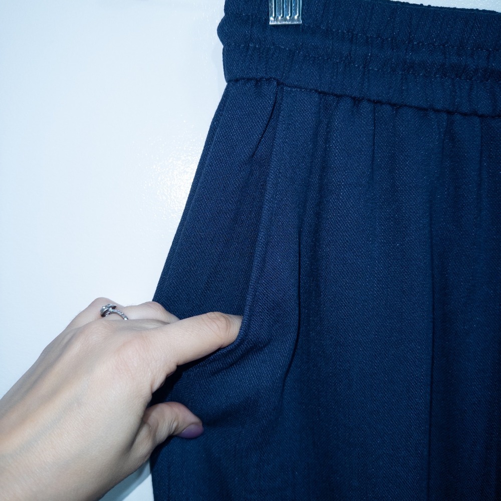 New Halara Navy Blue High Waisted Pocket Wide Leg Linen-Feel Pants Small Tall - Picture 4 of 7